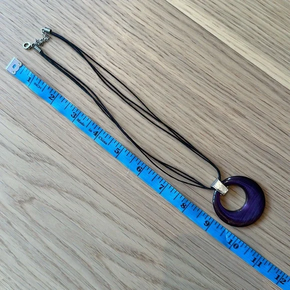 Purple Pendant & Rope Chain - Picture 3 of 5